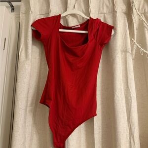 Red Square Neck Bodysuit